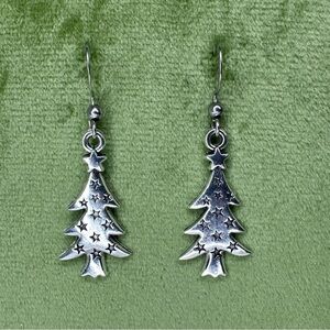 Silver Christmas Tree Earrings